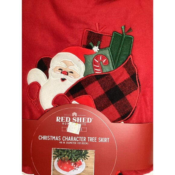 Chickens & Santa Christmas Tree Skirt 48" Red Shed Brand New Tractor Supply - Picture 4 of 7